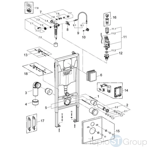 Инсталляция для унитаза 2 в 1 Grohe Rapid SL 38536001 - купить оптом у дилера TeploSTGroup по всей России ✅ ☎ 8 (800) 600-96-13 фото 4