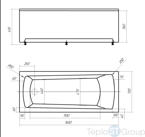 Акриловая ванна Aquatek Либра NEW 160x70 LIB160N-0000015 с фронтальным экраном (слив справа) - купить с доставкой по России фото 3