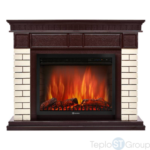 Портал Firelight Bricks 25 камень бежевый, шпон темный дуб - купить оптом с доставкой по России