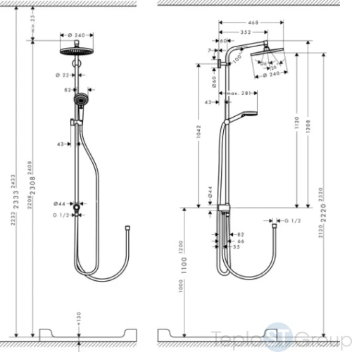 Душевая стойка Hansgrohe Croma 27270000 хром - купить оптом у дилера TeploSTGroup по всей России ✅ ☎ 8 (800) 600-96-13 фото 4