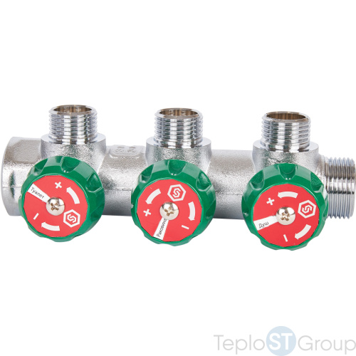 Stout SMB-6850-341203 коллектор регулирующий 3/4 , 3 отвода 1/2 - купить оптом с доставкой по России фото 2