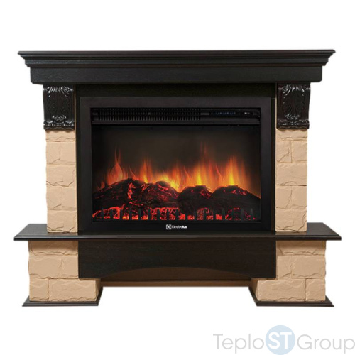 Портал Firelight Forte 30U (угловой) камень бежевый, шпон темный дуб - купить оптом с доставкой по России