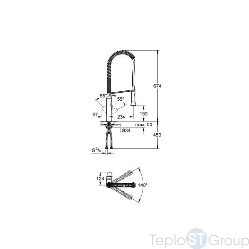 Смеситель для кухонной мойки с высоким изливом Grohe K7 32950000 хром - купить с доставкой по России фото 3