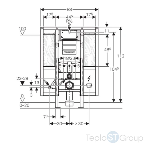 Инсталляция для унитаза GEBERIT Duofix Sigma 12, с площадками для поручней 111.375.00.5 - купить с доставкой по России фото 3