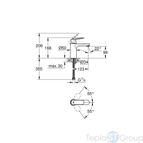 Смеситель для раковины Grohe Eurosmart Cosmopolitan 23327KW0 черный сатин - купить оптом у дилера TeploSTGroup по всей России ✅ ☎ 8 (800) 600-96-13 фото 3