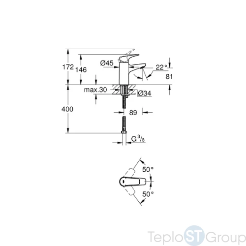 Смеситель для раковины Grohe BauFlow 23752000 S-Size - купить оптом у дилера TeploSTGroup по всей России ✅ ☎ 8 (800) 600-96-13 фото 3