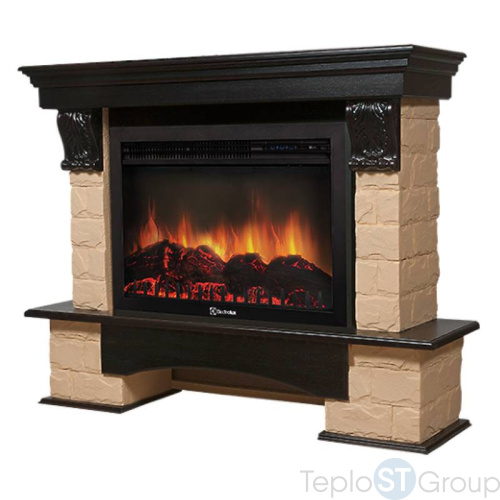 Портал Firelight Forte 30U (угловой) камень бежевый, шпон темный дуб - купить оптом с доставкой по России фото 2
