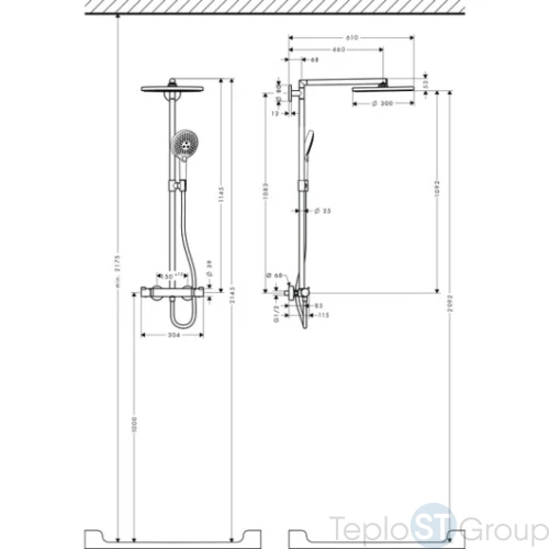 Душевая стойка Hansgrohe Raindance Select 27114000 хром - купить оптом у дилера TeploSTGroup по всей России ✅ ☎ 8 (800) 600-96-13 фото 4