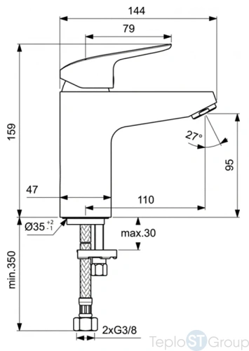 Смеситель для раковины Ideal Standard Ceraflex без донного клапана B1714AA - купить с доставкой по России фото 3