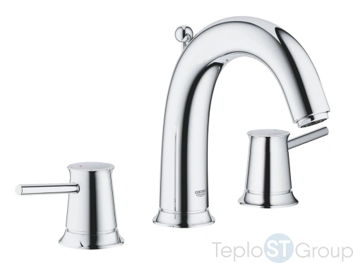 Смеситель для раковины GROHE BauClassic 20470000 двухвентильный, с донным клапаном, хром - купить оптом у дилера TeploSTGroup по всей России ✅ ☎ 8 (800) 600-96-13