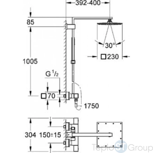 Душевая система Grohe Euphoria Cube System 26087000 с термостатом для настенного монтажа, хром - купить с доставкой по России фото 3