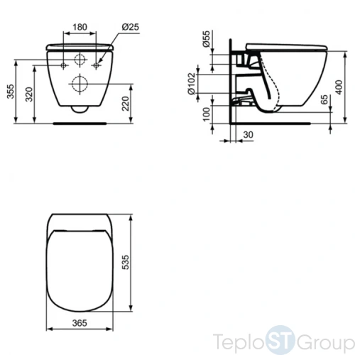 Унитаз подвесной с инсталляцией и кнопкой Ideal Standard Tesi R030501 - купить с доставкой по России фото 5