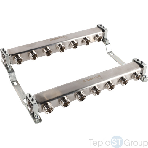Rommer RMS-4401-000007 Rommer Коллектор из нержавеющей стали для радиаторной разводки 7 вых. - купить оптом с доставкой по России фото 6