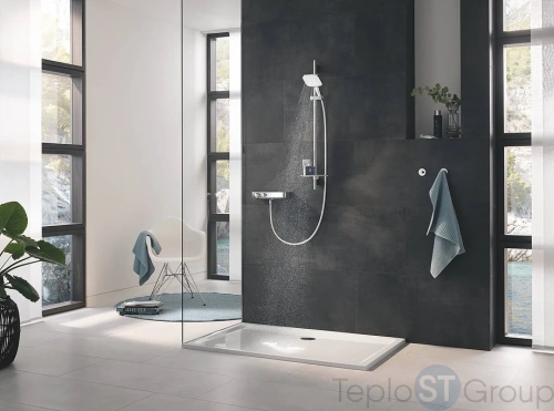 Душевой гарнитур GROHE Rainshower SmartActive 130 Cube 26586LS0 3 вида струй, белая луна - купить с доставкой по России фото 4