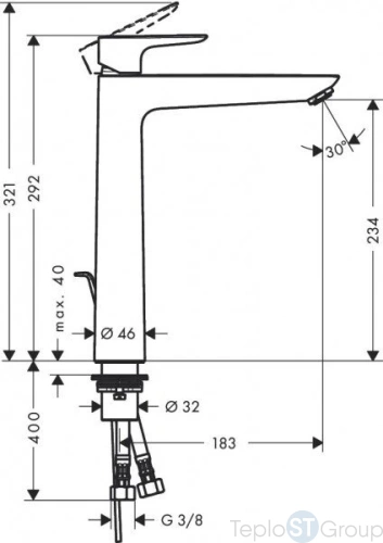 Смеситель для раковины Hansgrohe Talis E 71716990 - купить оптом у дилера TeploSTGroup по всей России ✅ ☎ 8 (800) 600-96-13 фото 2