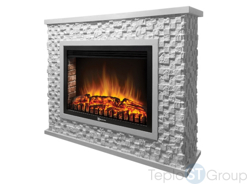 Портал Firelight Quadro 30 камень песчаник античный белый, белая эмаль - купить оптом с доставкой по России фото 2