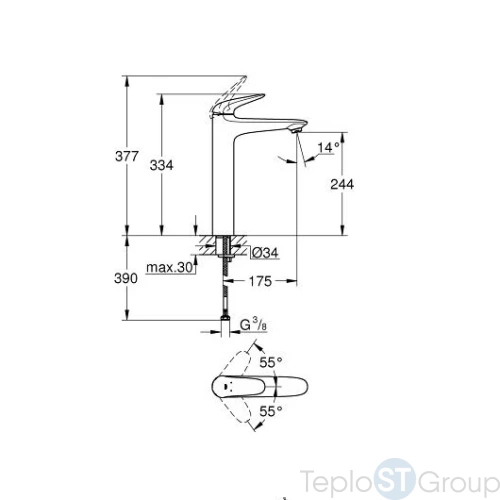 Смеситель для раковины Grohe Eurostyle 2015 Solid 23719003 - купить оптом у дилера TeploSTGroup по всей России ✅ ☎ 8 (800) 600-96-13 фото 3