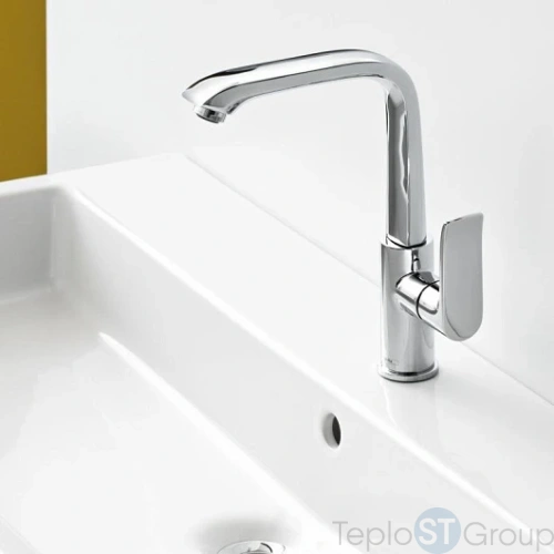 Смеситель для раковины Hansgrohe Metris 31187000 с поворотным изливом и сливным клапаном Push-Open - купить оптом у дилера TeploSTGroup по всей России ✅ ☎ 8 (800) 600-96-13 фото 2