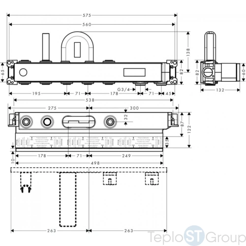 Скрытая часть Hansgrohe RainSelect для ванны с 2 потребителями 15314180 - купить с доставкой по России фото 2