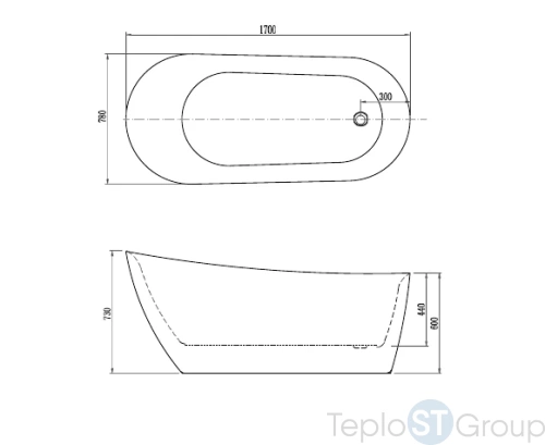 Акриловая ванна Aquatek Лагуна 170x78 см AQ-K133778WT, отдельностоящая - купить с доставкой по России фото 2