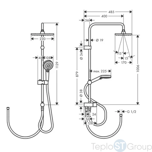 Душевая стойка Hansgrohe Vernis Shape 26282000 хром - купить с доставкой по России фото 4