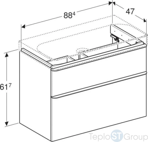 Тумба под раковину Geberit Smyle Square 88x61 500.354.00.1 белый - купить с доставкой по России фото 2