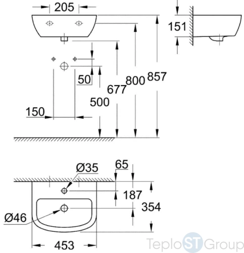 Мини-раковина 45 см Grohe Bau Ceramic 39424000 - купить с доставкой по России фото 2