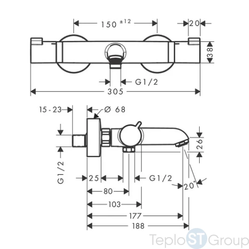 Термостат для ванны и душа Hansgrohe Ecostat Comfort 13114990 золото - купить оптом у дилера TeploSTGroup по всей России ✅ ☎ 8 (800) 600-96-13 фото 3