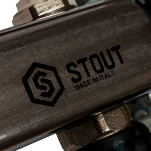 Stout Коллектор из нержавеющей стали с расходомерами, с клапаном вып. воздуха и сливом 11 вых. - купить оптом с доставкой по России фото 2