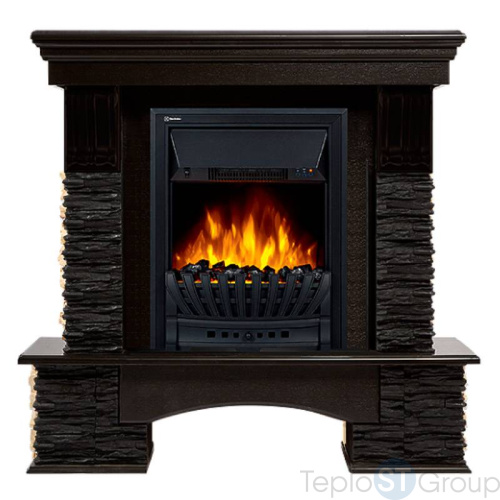Портал Firelight Pietra Nuovo Classic камень сланец чёрный, шпон венге - купить оптом с доставкой по России