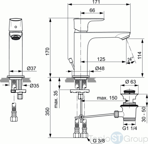 Смеситель для раковины Ideal Standard Connect Air A7012AA - купить с доставкой по России фото 3