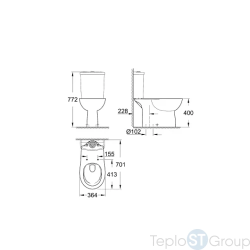 Чаша напольного унитаза Grohe Bau Ceramic 39429000 безободковая - купить с доставкой по России фото 3