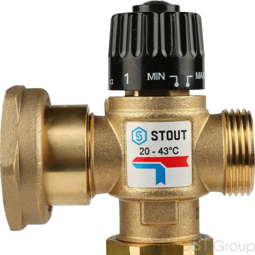 Stout Насосно-смесительный узел с термостатическим клапаном 20-43°C, без насоса - купить с доставкой по России фото 19