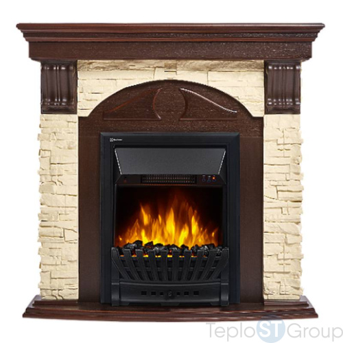 Портал Firelight Torre Classic U (угловой) камень слоновая кость, шпон темный дуб - купить оптом с доставкой по России