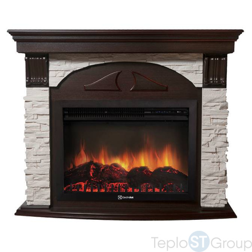 Портал Firelight Torre 25U (угловой) камень белый, шпон темный дуб - купить оптом с доставкой по России