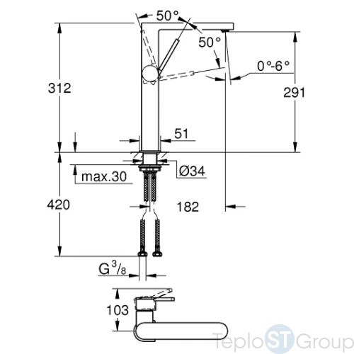 Смеситель для раковины Grohe Plus 32618003 - купить с доставкой по России фото 3