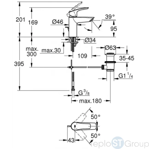 Смеситель для раковины Grohe Eurosmart 33265003 S-Size - купить с доставкой по России фото 3