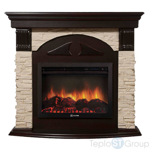 Портал Firelight Torre 25U (угловой) камень слоновая кость, шпон темный дуб - купить оптом с доставкой по России