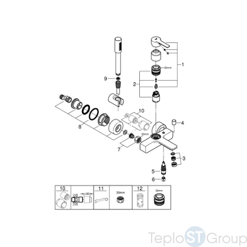 Смеситель для ванны Grohe Lineare New 33850001 с душевым гарнитуром хром - купить оптом у дилера TeploSTGroup по всей России ✅ ☎ 8 (800) 600-96-13 фото 4