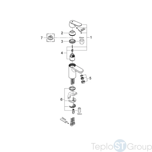 Смеситель для раковины Grohe Eurosmart Cosmopolitan 32824000 - купить оптом у дилера TeploSTGroup по всей России ✅ ☎ 8 (800) 600-96-13 фото 4