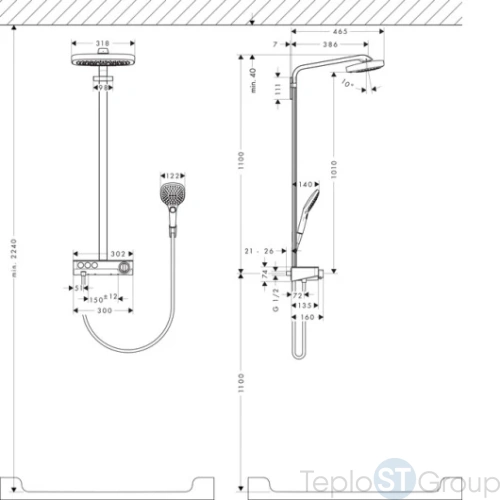 Душевая стойка Hansgrohe Raindance Select E 300 3jet 27127400 Showerpipe белый/хром - купить с доставкой по России фото 4