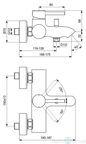 Смеситель для ванны и душа Ideal Standard Ceraline BC199AA - купить с доставкой по России фото 3