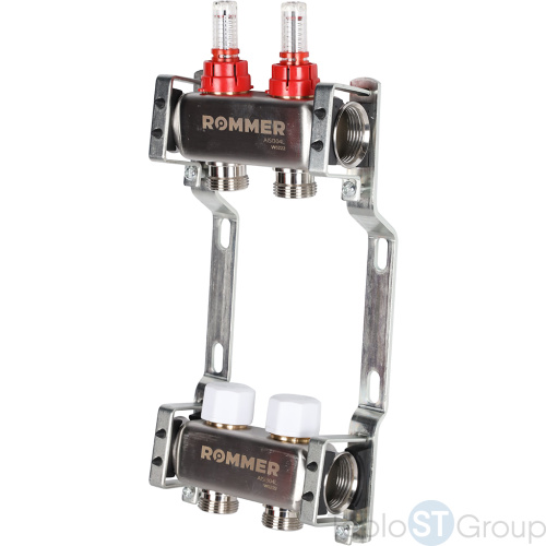 Rommer RMS-1200-000002 Rommer Коллектор из нержавеющей стали с расходомерами 2 вых. - купить оптом с доставкой по России фото 7