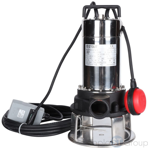 Stout SPD-0004-211100 Насос дренажный с режущим механизмом, с полавком, корпус-чугун, кабель 10 м, 230V, Q=150 л/мин, H=14,5 - купить с доставкой по России фото 3