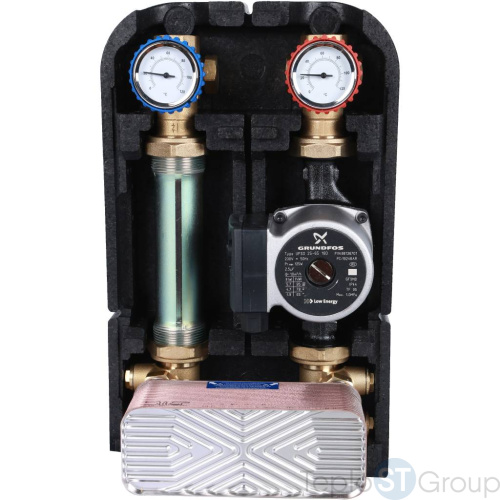 Stout SDG-0038 Насосная группа с теплообменником 34 пластины,с насосом Grundfos UPSO 25-65 в теплоизоляции - купить с доставкой по России