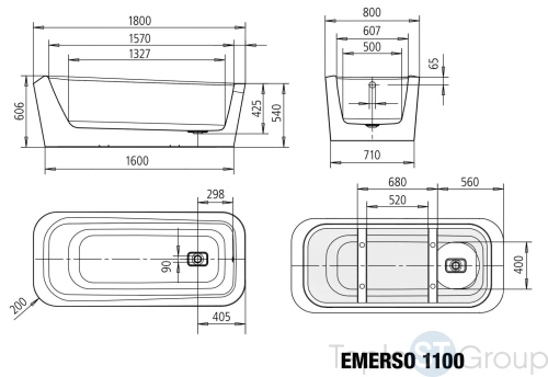 Стальная ванна Kaldewei Meisterstuck Emerso 180x80 mod. 1100 201140603001 - купить с доставкой по России фото 2