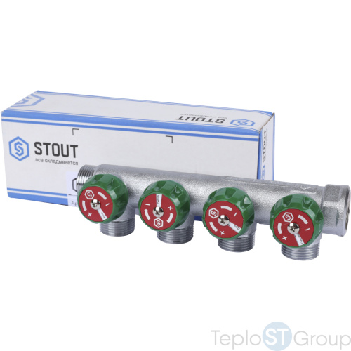 Stout SMB-6850-343404 коллектор регулирующий 3/4 , 4 отвода 3/4 ЕК - купить оптом с доставкой по России фото 2