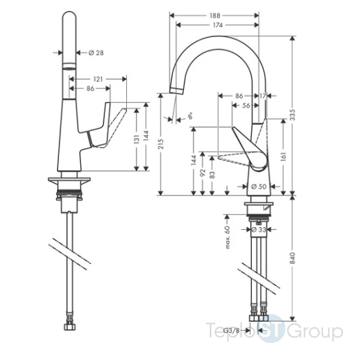 Смеситель для кухни Hansgrohe Talis S 220 72814000 - купить с доставкой по России фото 3