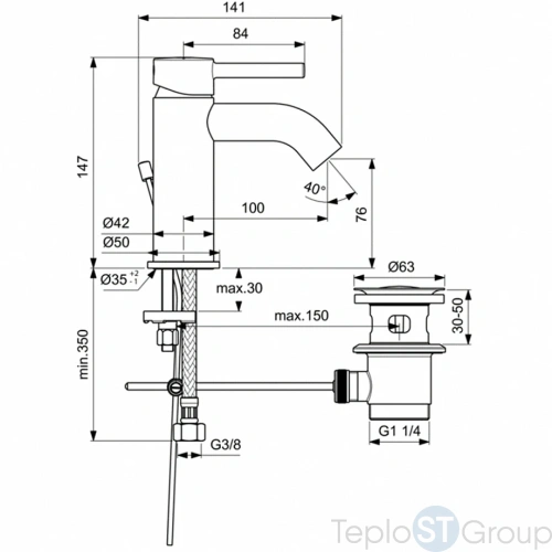 Смеситель для раковины Ideal Standard Ceraline BC203U5 - купить оптом у дилера TeploSTGroup по всей России ✅ ☎ 8 (800) 600-96-13 фото 2