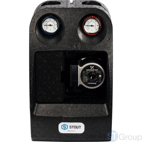 Stout SDG-0014 Насосная группа для твердотопливных котлов 1" с насосом Grundfos UPSO 25-65 в теплоизоляции - купить оптом с доставкой по России фото 11